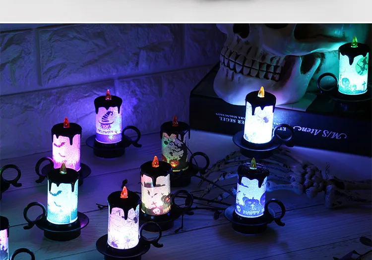 Halloween Decoration Props Candle Lights Festival Atmosphere Props Plastic Candle Cup LED Electronic Neon Candle Light