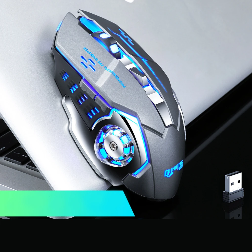 Беспроводная мышь 7 цветов дыхательный светильник перезаряжаемый настольный компьютер ноутбук 2,4G 6 кнопок игровая мышь