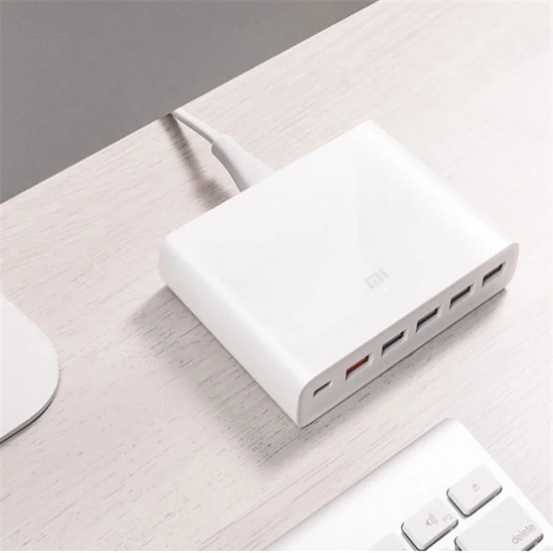 Оригинальное быстрое зарядное устройство Xiaomi QC3.0, 110-240 В, 60 Вт, 5 портов USB 1 type-C, выход QC 3,0, USB-C для iphone PAD, смартфона