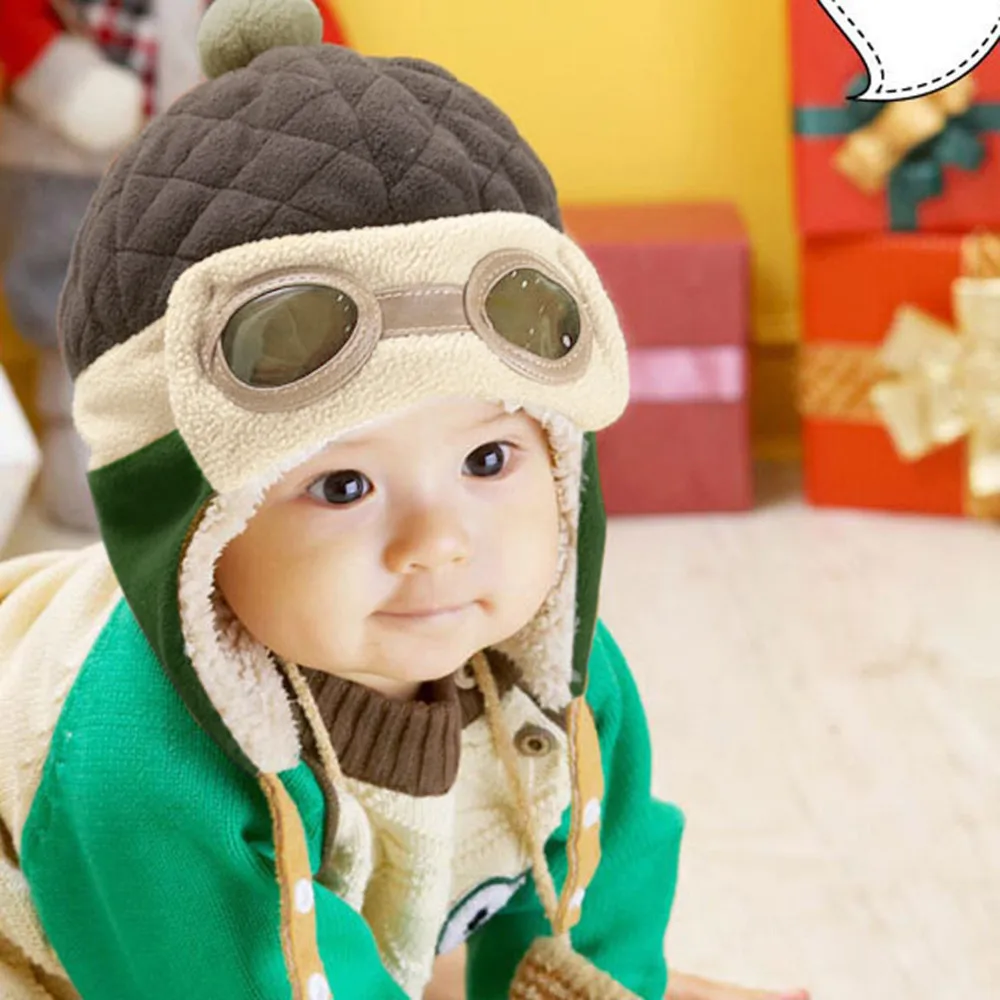 Детская зимняя шапка, теплая шапка для мальчиков, Шапка-бини пилота, вязаные шапки с ушками, реквизит для фотосессии новорожденных, bebe naissance