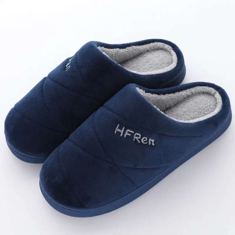 

Cozy Home Slippers Woman Large Size 53-56 Sewing Solid Non Slip Winter Slippers Women Rubber Plush Soft House Shoes