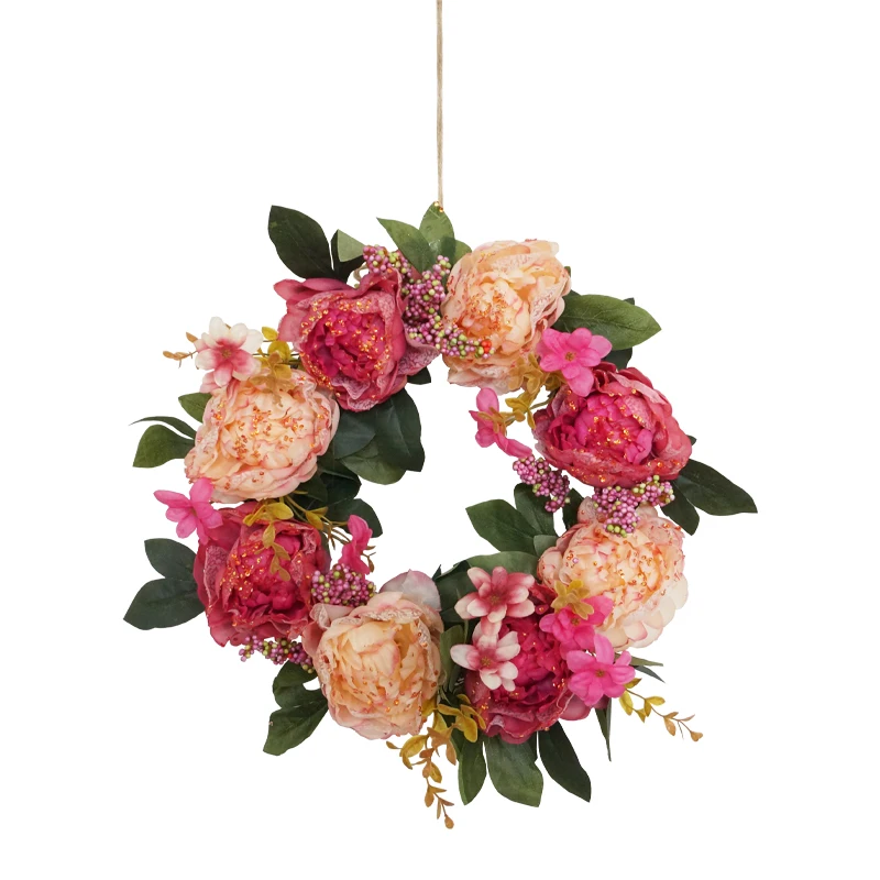 

Bright Peonies Flowers Garlands Wall Door Wreath Decoration for Wedding Home Garden Farmhouse Decor