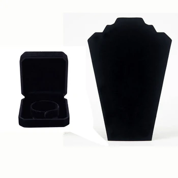 

1 Pcs Mannequin Necklace Earrings Stand Display Show Holder Black & 1 Pcs Classic Flannel Bracelet Jewellery Case