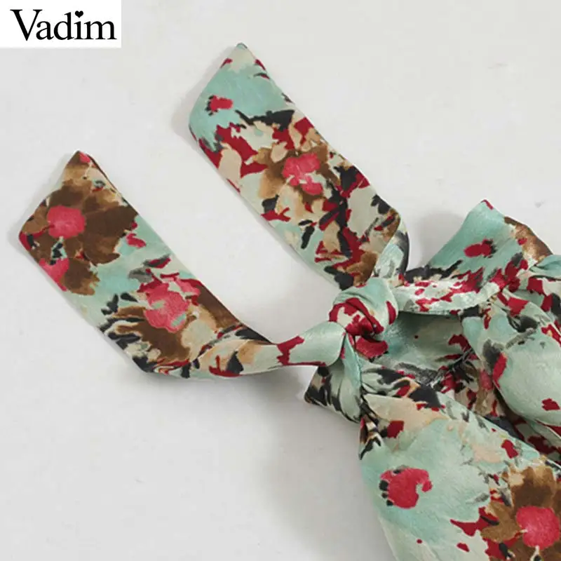 Vadim, Женская шикарная блузка с цветочным узором, с бантом на спине, с воротником, с длинным рукавом, Женская стильная офисная одежда, шикарные топы, блузы LB661