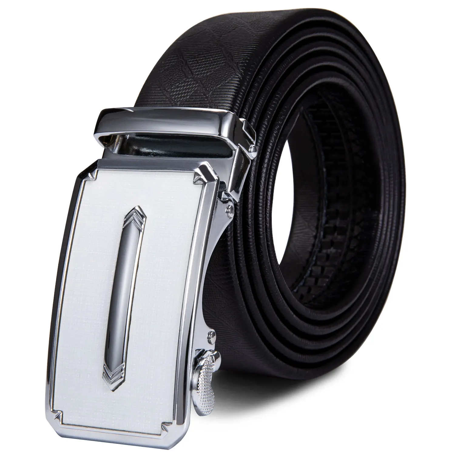 

DK-2122 Hi-Tie Genuine Leather Men's Belts Automatic Sliver Buckle Fashion Designer Unique Belts for Men Waistband Leather Strap