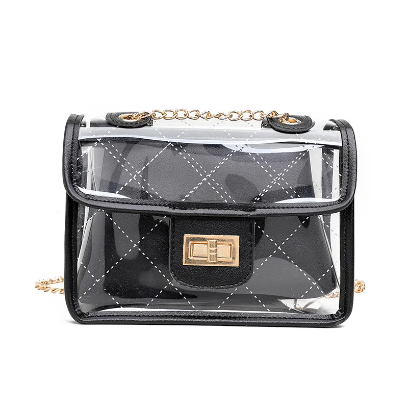 

WOMEN'S Messenger Bag Small Bag 2019 Spring And Summer New Style Transparent Plastic WOMEN'S Bag Square Sling Bag Picture Chain