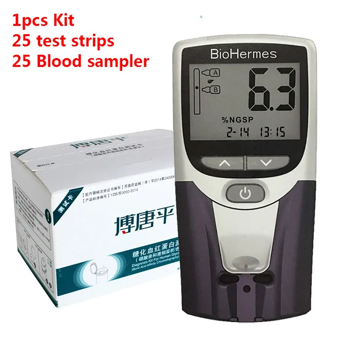 BIOHERMES Rapit тест карманный портативный HbA1C Анализатор метр группа крови тест ing Оборудование Глюкозы Тест-Полоски сахар тест