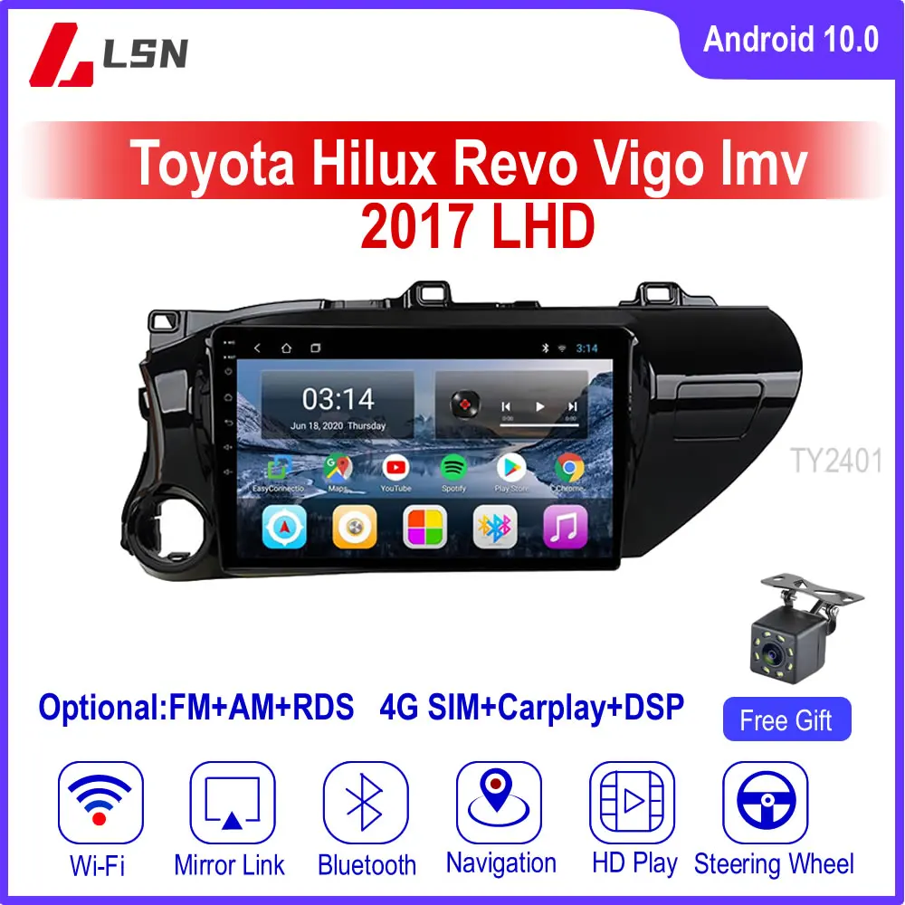Автомобильный мультимедийный плеер 10 дюймов Android для TOYOTA HILUX REVO VIGO IMV 2017 LHD