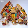 BOCAI  Fashion New Poppy Flower Enamel Jewelry Set Plant Flower Cloisonne Woman Bracelet Pendant EarringS Jewelry 1