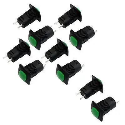 

10 Pcs Green Button Latching Pushbutton Switch SPST AC 125V/3A 1.5A/250V