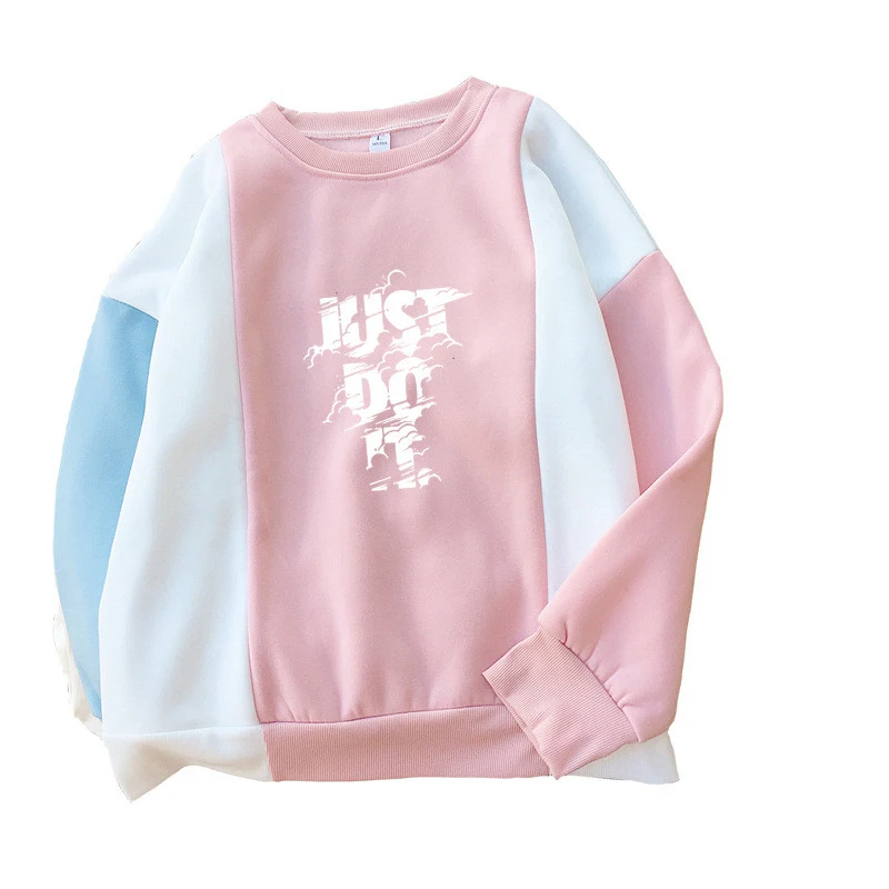 

Spring and Autumn Explosion Hoodie Women's Harajuku Hip Hop JUST DO IT Fashion Sports Round Collar Colorblock Sweatshirt