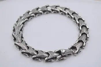 

New Sterling S925 Silver Dragon Style Chain Link Bracelet 8.66"L 11mmW 65.3g