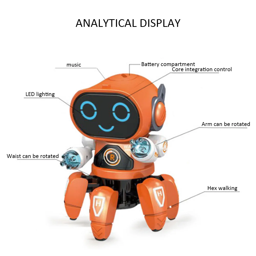 Игрушечный спортивный Интеллектуальный индукционный светильник, музыка, танцы, детские игрушки, обучающий красочный светильник, светильник/рука вращается, ходьба, робот, забавная игра