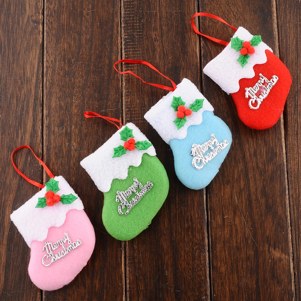

Christmas Stocking Green Blue Red Xmas Decor Gift Stocks Hanging Kid Candy Bag Cute Holder