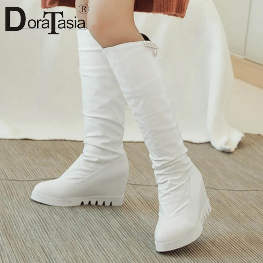 

DORATASIA New Arrival Fashuin Decoration Height Increaing Knee High Boots Women 2019 Elegant Party Winter Warm Shoes Woman 33-43