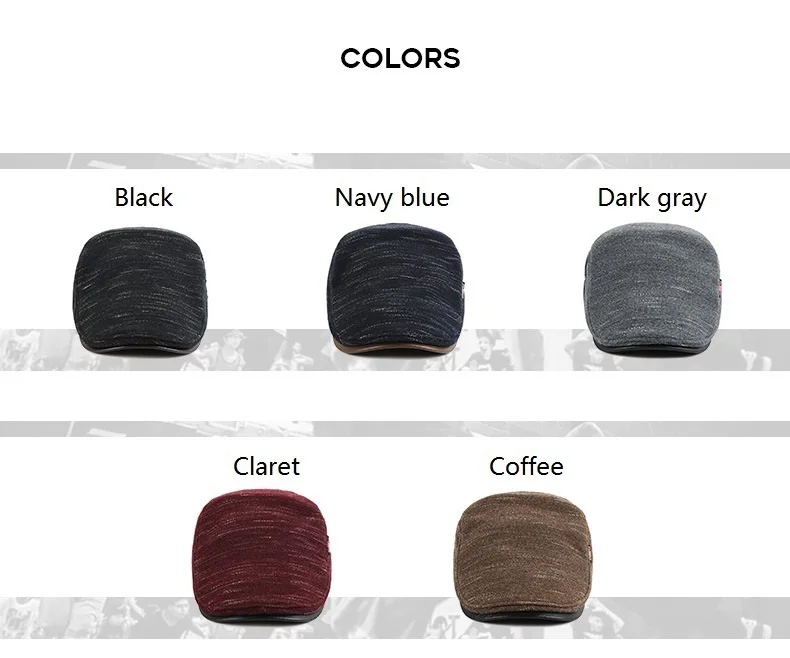 JAMONT Classic Knitted Newsboy Hats For Men Fall Winter Cabbie Caps Male Gorras Planas Beret Hats Outdoor Warm Flat Golf Caps