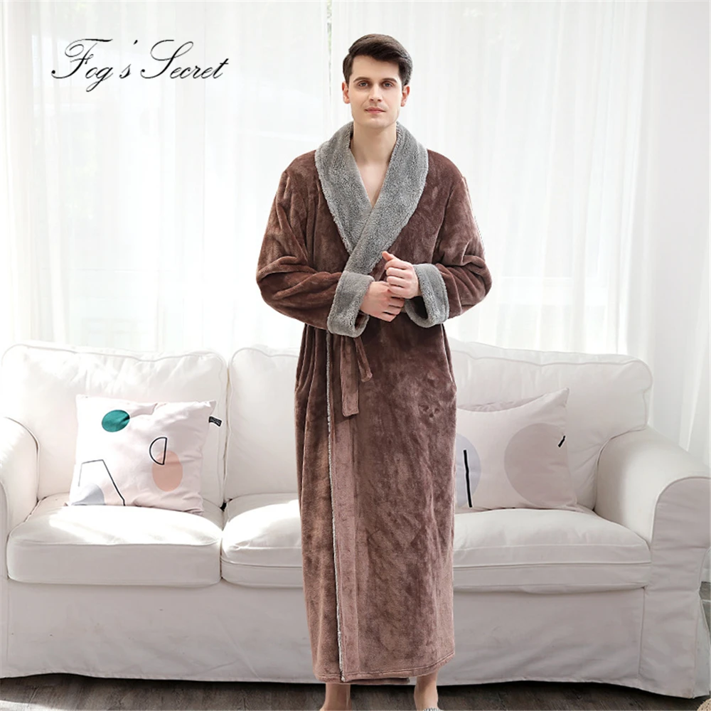 Men-Brown-velvet Халат женский халаты женские мужской зимний банный благородная пара теплые толстые фланелевые бархатные халаты свободная мягкая Домашняя одежда с поясом для сна - Цвет: Men-Brown-velvet