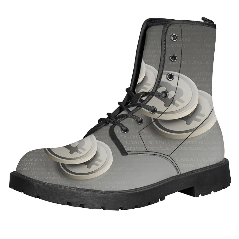 Customized Image LOGO Bitcoin Print Men Boots For Martin Boots Male Shoes Motocycle Boots Warm Ankle Boots Winter Shoes Men Shoe - Цвет: LTFN0042
