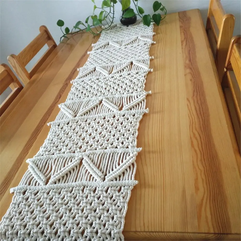 Скатерть с макраме кровать бегун Бохо Свадебный декор Doily Тканый гобелен ручной работы постельные принадлежности шарф для дома