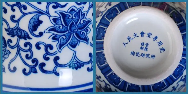 Классическая керамическая ваза Цзиндэчжэнь, сине-белые фарфоровые украшения для дома, гостиной, статуэтки, украшения, фэншуй, офисное искусство
