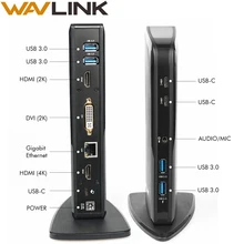 Wavlink USB C Dual HDMI 4K Универсальная док-станция Gigabit Ethernet с USB3.0 портами питания зеркальная видео док-станция