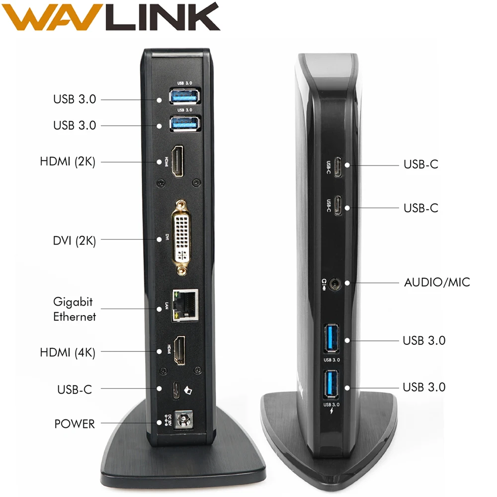 Wavlink USB C Dual HDMI 4K Universal Docking Station Gigabit Ethernet with USB3.0 Ports Power Deliv