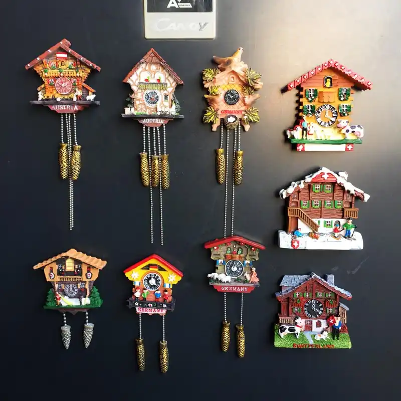 Duitsland Oostenrijk Zwitserland Toerisme Memorial Gift Geschilderde Decoratie Koekoeksklok Magnetische Koelkast Magneet Fridge Magnets Aliexpress