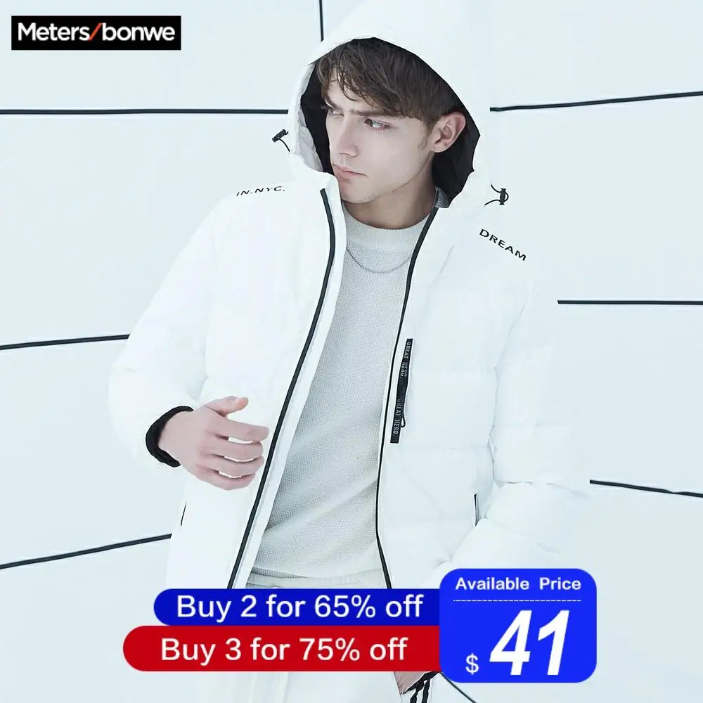 Metersbonwe, толстый пуховик, мужской, зимний, теплый, 80%, белый, утиный пух, пальто, мужской, ветрозащитный, с капюшоном, повседневная одежда, для улицы, пуховик