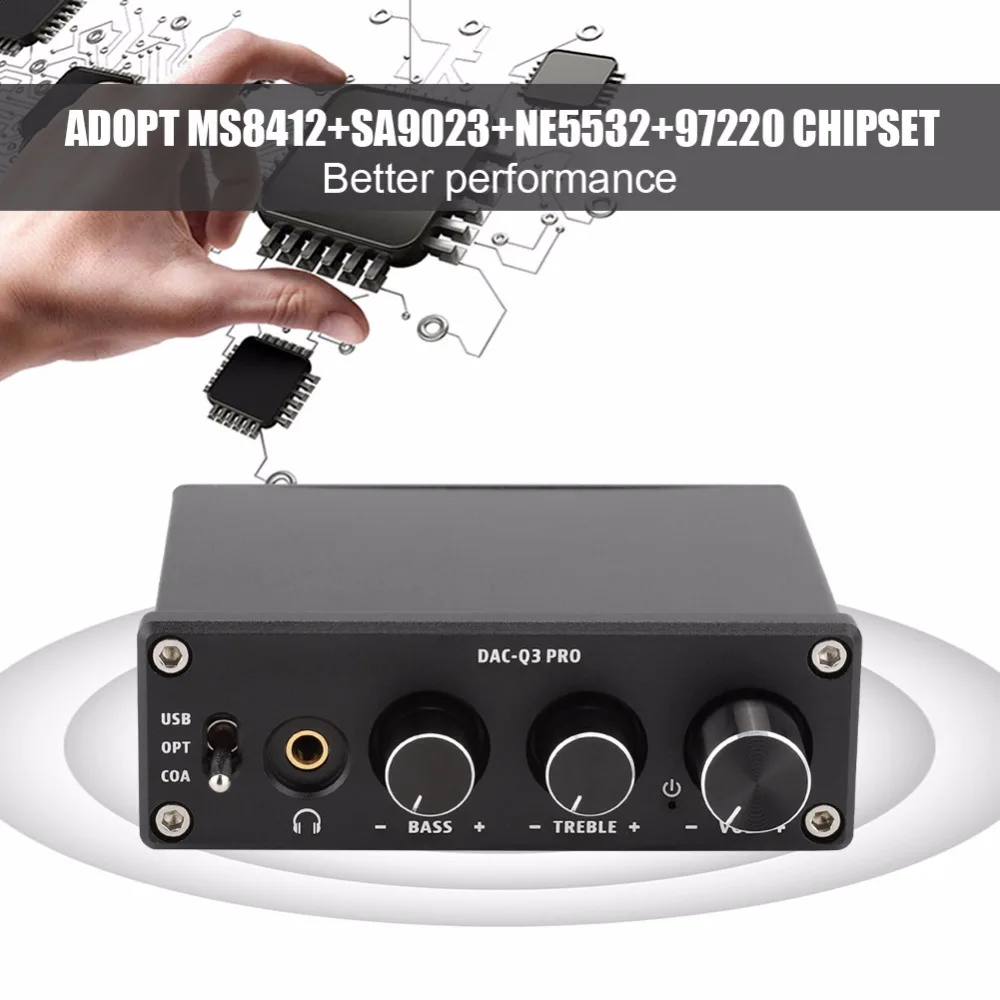 AC-Q3 PRO DAC Decoding Digital Audio Decoder Headphone Amplifier amp usb dac Decoded 24Bit 192kHz for 3.5MM Headphones DC5V1A
