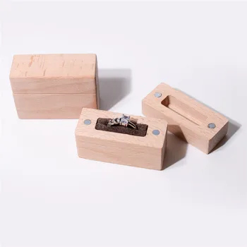 

Rustic Wooden Wedding Ring Bearer Box Wooden Ring Holder Propose Ring Box Wedding Engagement Decoration Supplies