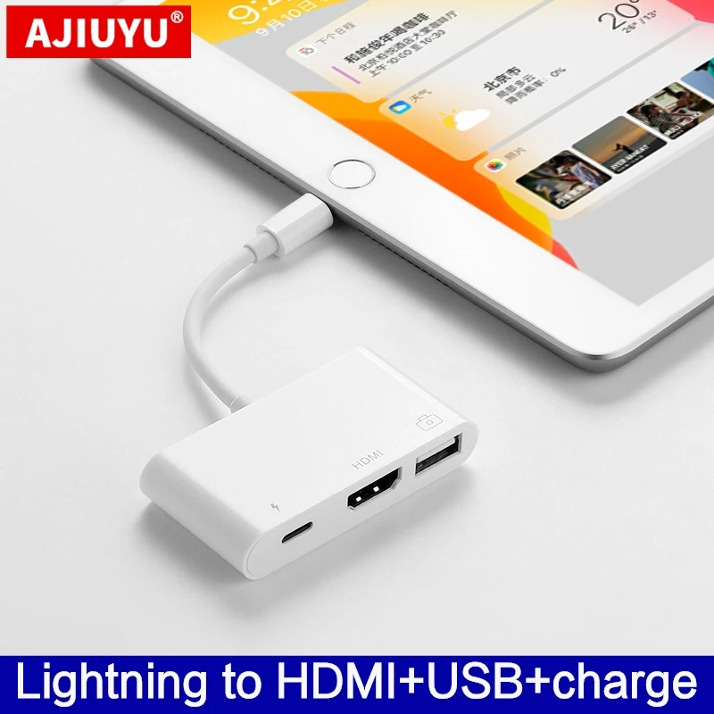 Ajuyu Adaptador para iPad, convertidor para apple Air 3/2 pro mini 4 5 10,2 9,7 hub, HDMI dock, conectar teclado y cámara|Conectores y cables de ordenador|