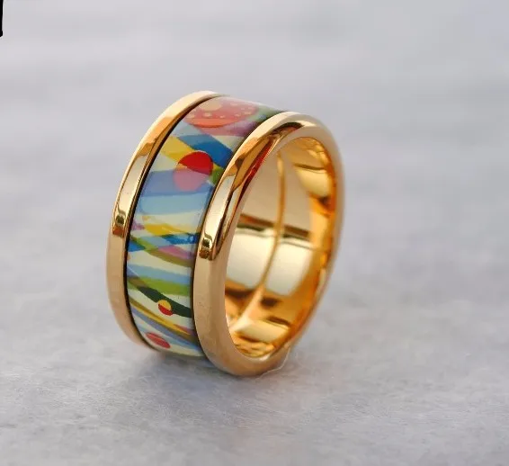 Перегородчатая бижутерия, кольцо с эмалью круглое кольцо украшенное толстым золотом кольцо с узором уличного дома