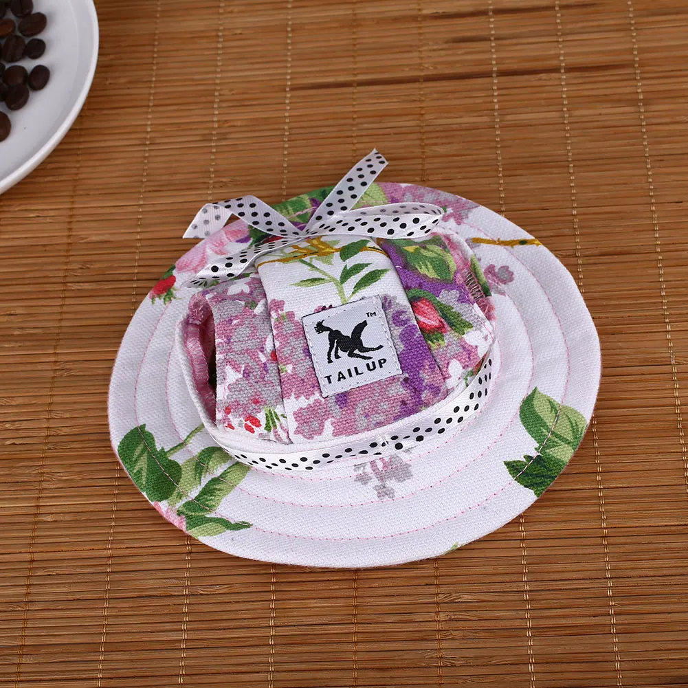 Flower Модная синяя дышащая шляпа для животных Товары для домашних животных черная полоса красная собака сетка защита от солнца кошка собака - Цвет: Flower
