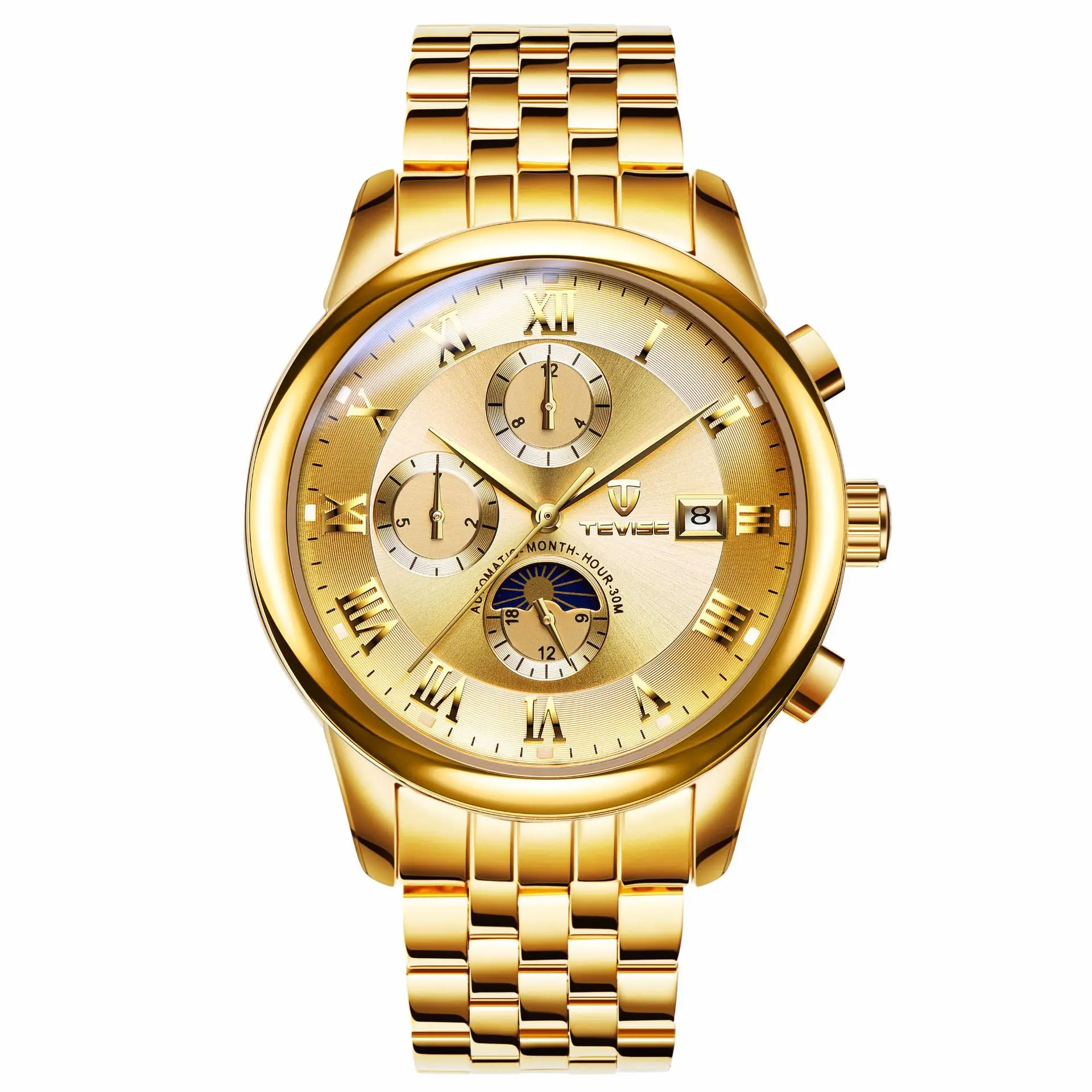 Дропшиппинг бренд Tevise мужские часы автоматические механические модные moon phase из нержавеющей стали мужские часы Relogio Masculino - Цвет: 9008F