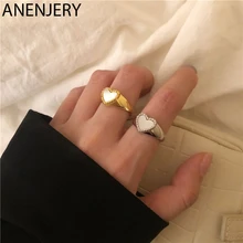 Женское кольцо с сердечком ANENJERY, элегантное кольцо на палец из стерлингового серебра 925 пробы, вечерние ювелирные изделия для свадьбы, подарок S-R952 Женское кольцо с сердечком ANENJERY, элегантное кольцо на палец из стерлингового серебра 925 пробы, вечерние ювелирные изделия для свадьбы, подарок S-R952