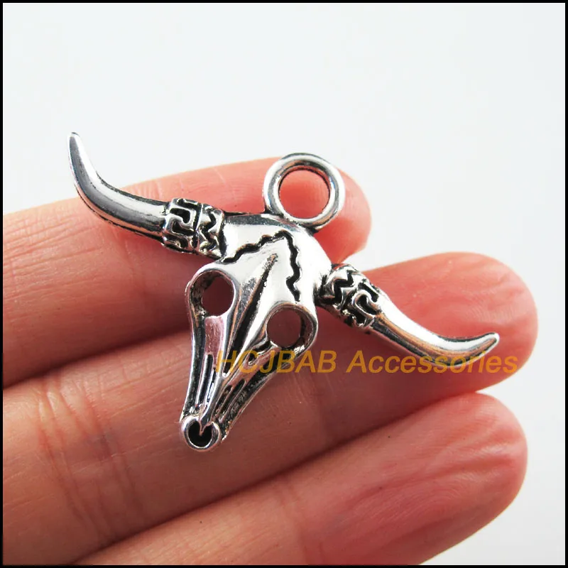 Fashion 8Pcs Tibetan Silver Color Animal Ox Head Skull Charms Pendants 31x45mm | Украшения и аксессуары