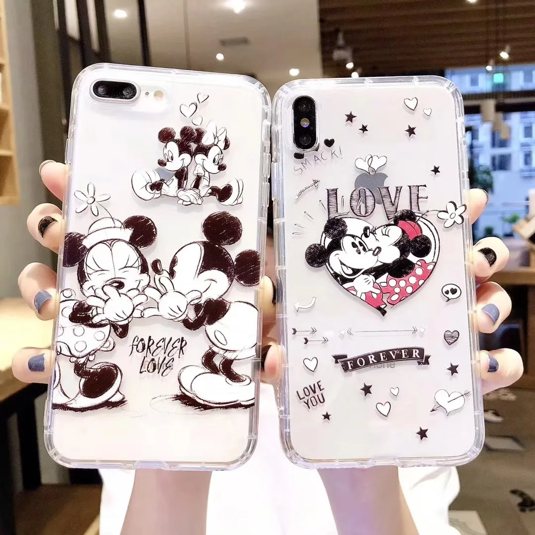 Cartoon classic anime Disneys Minnie Mickey couple phone case for iphone Xs MAX XR X 6 6s 7 8 plus Funny pattern TPU back cover |