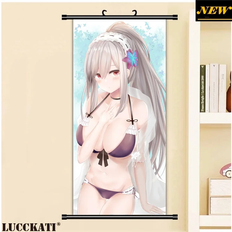 45X95 см Azur Лейн Bilan Hangxian соски без бюстгальтера животные уши калочки сексуальные лоли мультфильм аниме плакат прокрутки холст живопись - Цвет: D