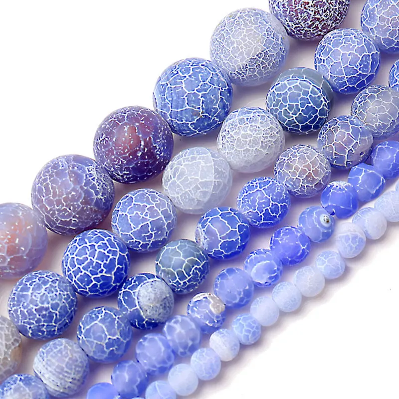 

Wholesale Matte Blue Agates Natural Stone Round Loose Beads 4/6/8/10/12mm 15 Inch Strand Handmade DIY Beads Accessories