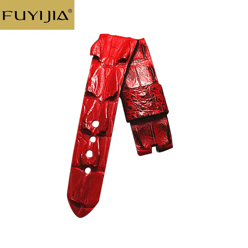 Ремешок для часов FUYIJIA из Красной крокодиловой кожи модный браслет наручных