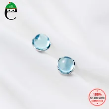 ElfoPlataSi женские серьги-гвоздики с синим градиентным кристаллом из натуральной 925 пробы, модные ювелирные изделия из стерлингового серебра, подарок XY998