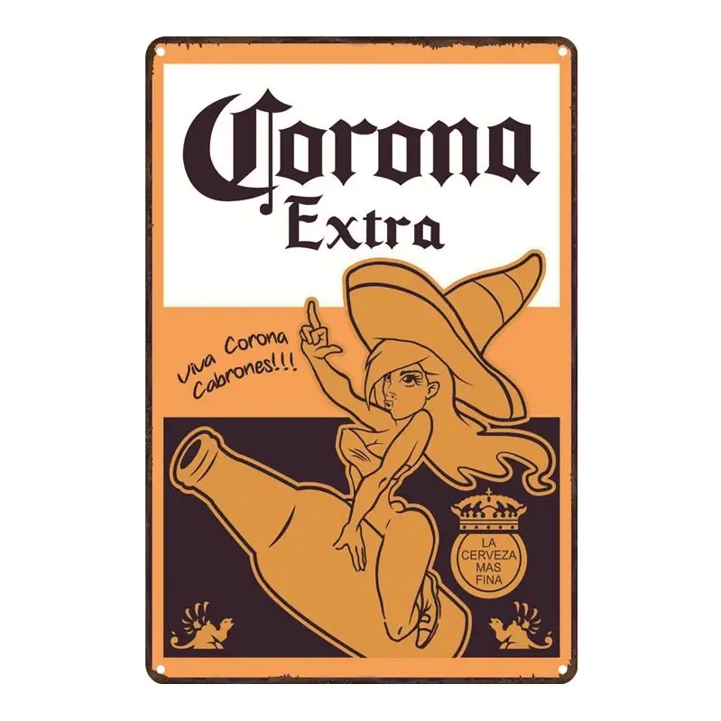 [Luckyaboy] Corona Экстра винтажные металлические жестяные знаки домашний бар паб гараж АЗС Декор таблички человек пещера стикер стены - Цвет: Небесно-голубой
