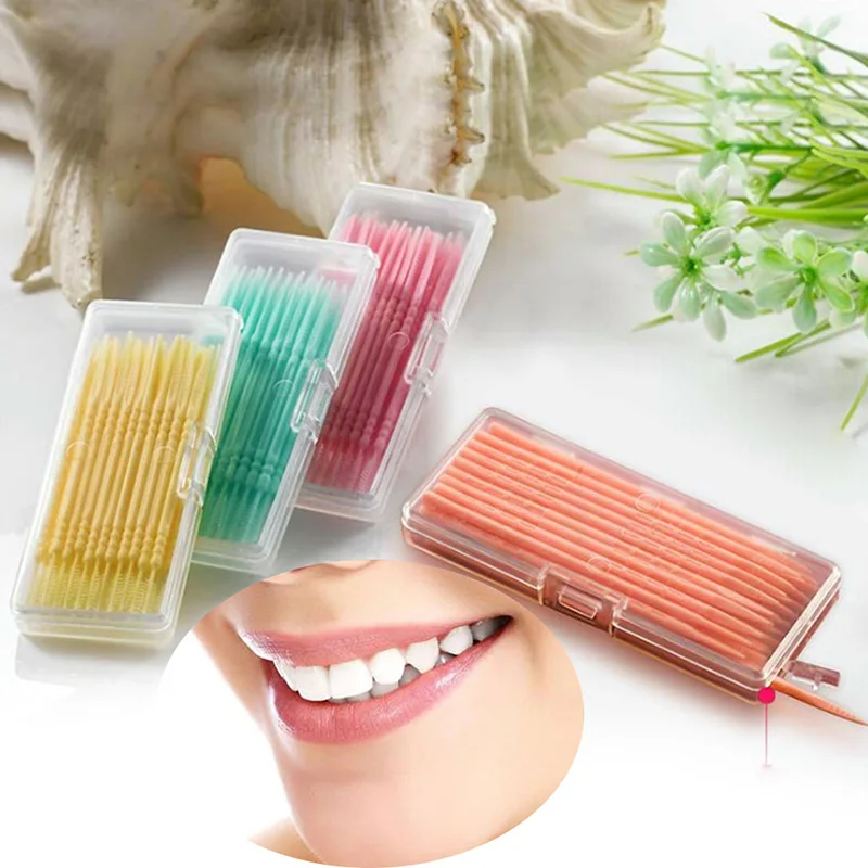 40 шт./кор. портативный двухсторонний зубочистка пластиковая Pick Oral Dental pick