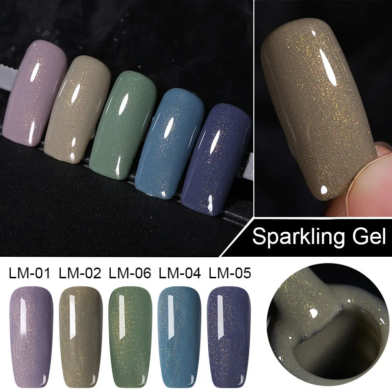 

LEMOOC 8ml Sparkling Nail Gel Polish Laser Shimmer Glitter Sequins Soak Off UV LED Gel varnish Design