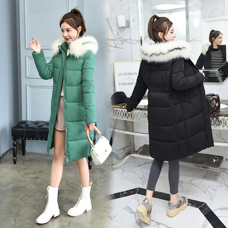 

Genuine Product WOMEN'S Wadded Jacket Female Winter New Style Fashion Korean-style Mid-length Slim Fit Raccoon Fur Collar Hooded