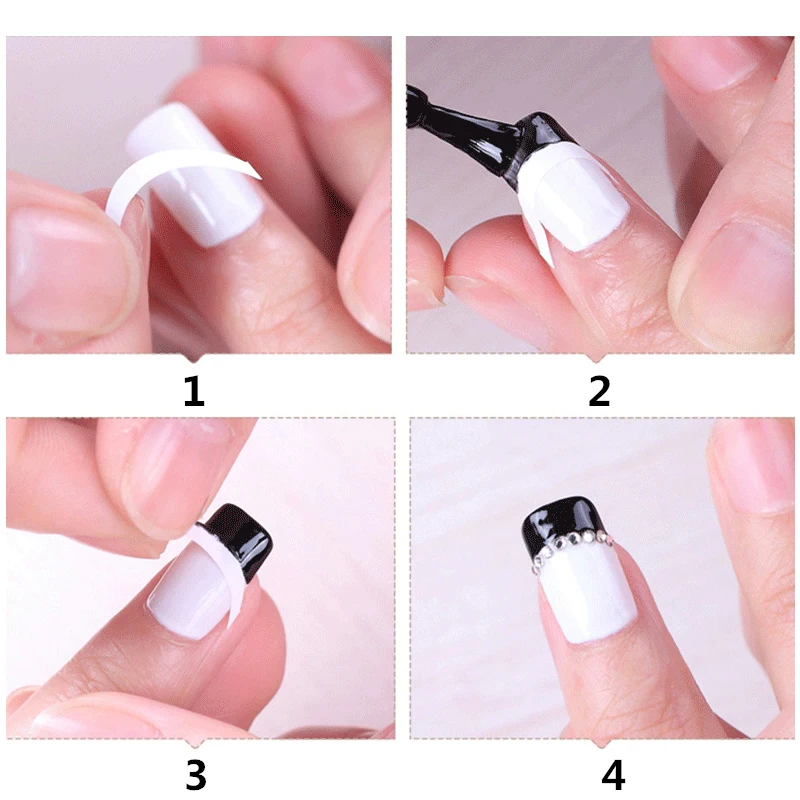 2 Sheets White French Manicure Strip Nail Art Form Fringe Tip Guides Sticker DIY Line Tips Decoration Tool Best Sellers In Beauty & Health
