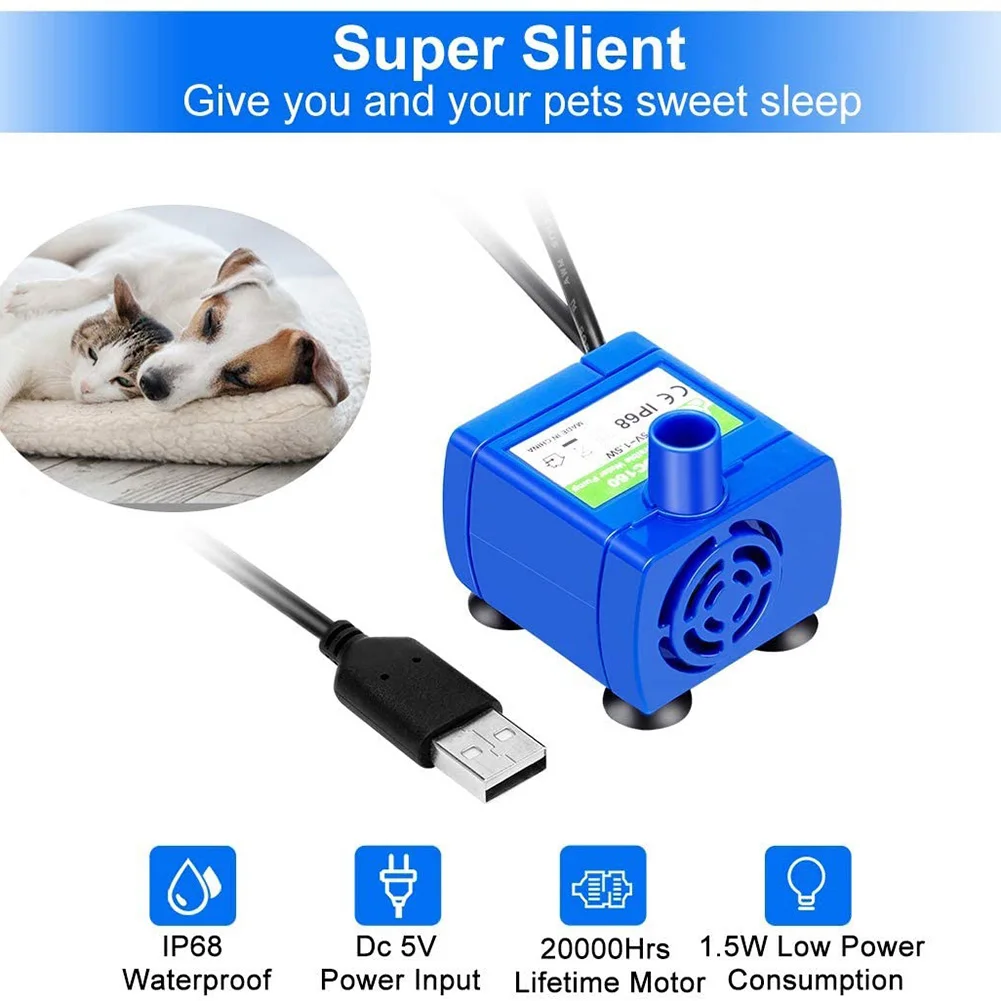 Pet Water Pump Drinking Feeder USB DC5V Fish Tank Submersible Fountain Pump for Aquarium Drinking Bowl Dog Cat Water Dispenser water pump aquarium water pump fish tank pump