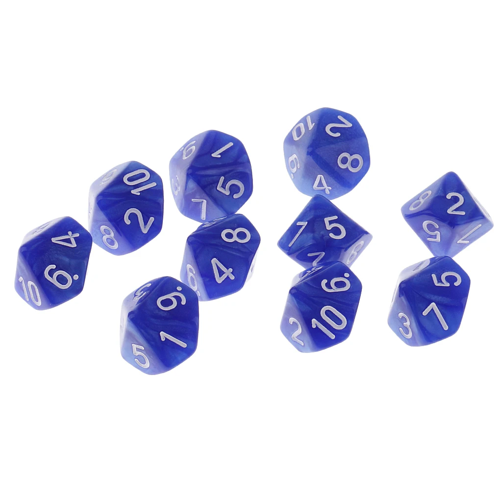 10 Pieces Plastic 10-sided Dice D10 for Party Bar Game Accessory