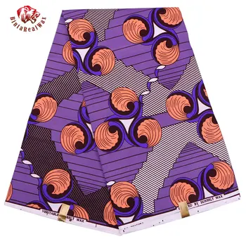 

Bintarealwax 100% Polyester Fabric Purple Square Pattern Strip Printing Ankara Headkerchief Material 6 yard African cloth FP6145