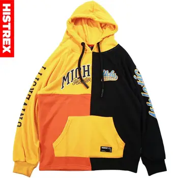 

2019 Streetwear Hip Hop Men Hoodie Sweatshirt Harajuku Retro Color Block Patchwork Hoodie Pullover Autumn Casual Hoodies Cotton